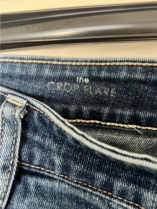 Liverpool Straight Crop Jeans in Dark Blue with Frayed Hem - Picture 6 of 7